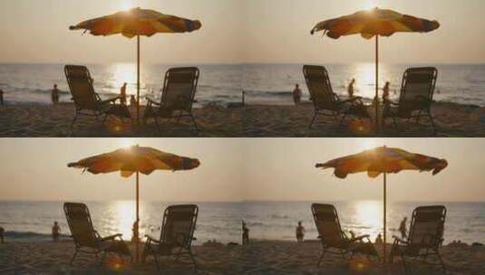 唯美海滩日落高清在线视频素材下载