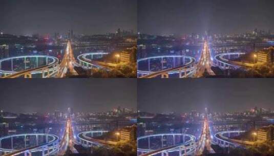 重庆菜园坝大桥夜景延时高清在线视频素材下载