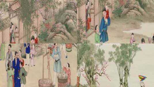 古代清明春市图 2维动画 8K宽屏高清在线视频素材下载