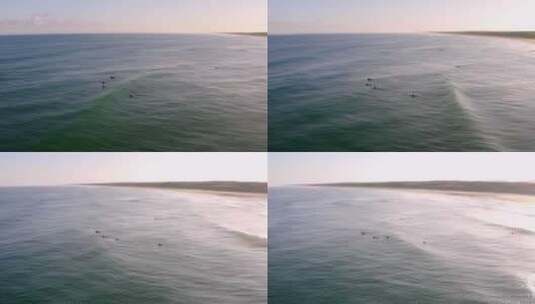 无人机在法国“兰德斯”的“休切特报”海滩高清在线视频素材下载