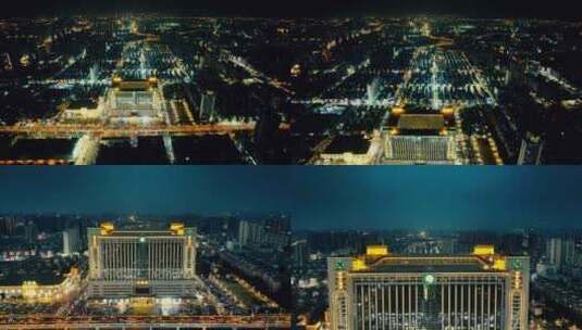 湖南长沙万家丽广场夜景航拍高清在线视频素材下载