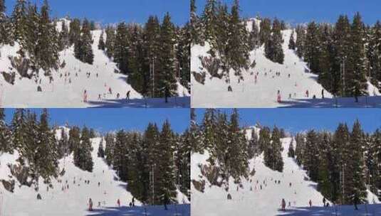 滑雪场人群滑雪高清在线视频素材下载