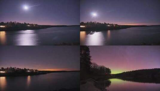 森林湖泊夜空延时高清在线视频素材下载