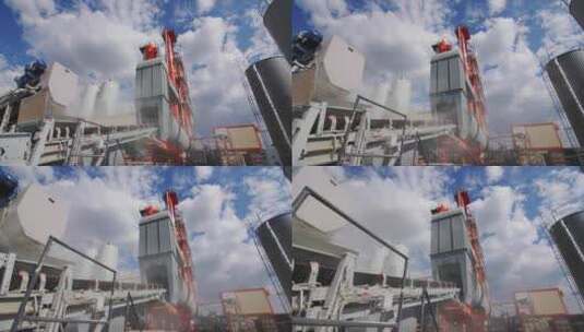 外部输送机将材料输送到生产塔高清在线视频素材下载