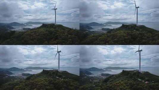 风车风力发电平潭海高清在线视频素材下载