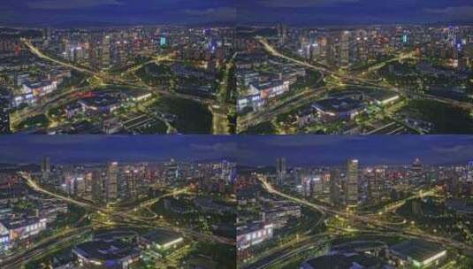 杭州滨江区数智恒生中心夜景高清在线视频素材下载