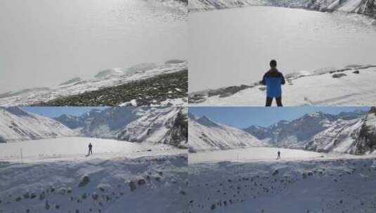 冰冻，湖，雪，山高清在线视频素材下载