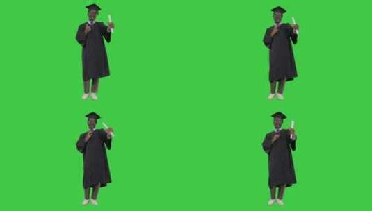黑人学生拿着文凭证书高清在线视频素材下载