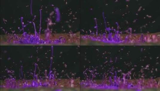 紫色液体落下溅出水滴高清在线视频素材下载