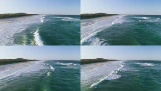 航拍海浪拍击海滩高清在线视频素材下载