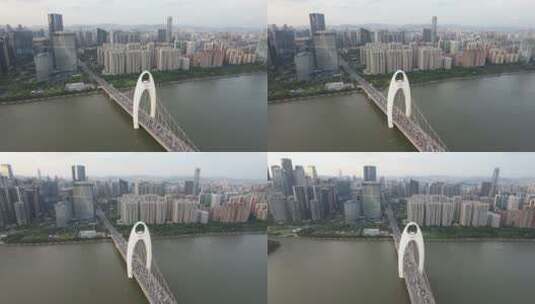 广州猎德大桥城市航拍素材高清在线视频素材下载