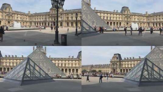 参观法国卢浮宫的人们高清在线视频素材下载