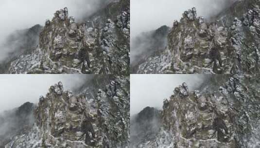 航拍贵州梵净山雪景高清在线视频素材下载