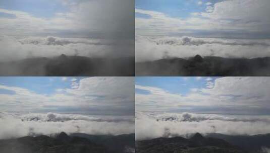 云海日出云雾散开高山顶蓝色天空航拍高清高清在线视频素材下载