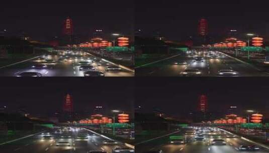 竖版2022深圳市滨河大道挂满红灯笼高清在线视频素材下载