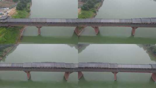 航拍湖南衡阳东洲岛风雨桥高清在线视频素材下载