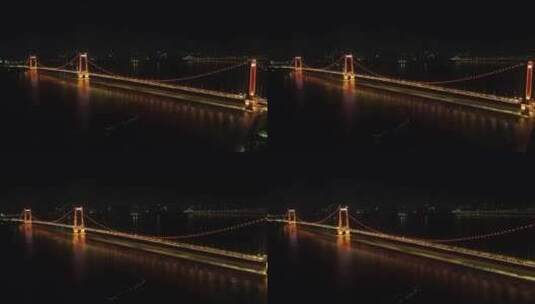 航拍湖北武汉长江鹦鹉洲大桥夜景高清在线视频素材下载