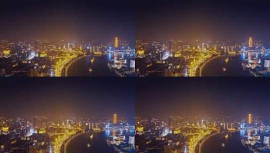 上海浦西外滩夜景航拍高清在线视频素材下载