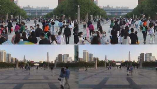 深圳市民中心中轴线人群走路高清在线视频素材下载