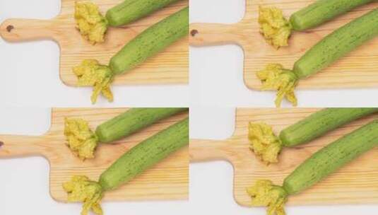 新鲜丝瓜食材切片4k滑轨平移高清在线视频素材下载