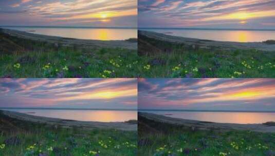 夕阳下的湖景高清在线视频素材下载