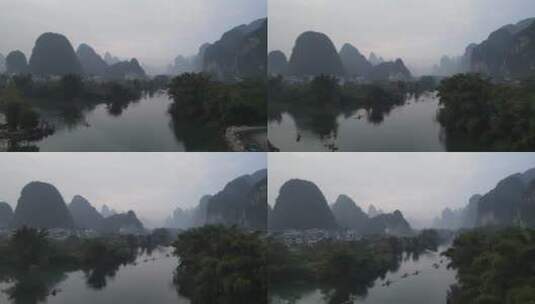 航拍广西桂林山水风光高清在线视频素材下载
