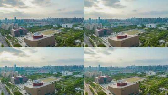 安徽省蚌埠市城市规划馆夏日延时摄影4k高清在线视频素材下载
