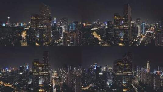 4k航拍深圳南山地标腾讯滨海大厦夜景高清在线视频素材下载
