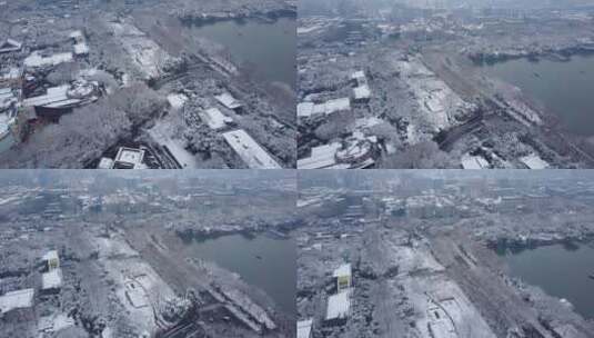 断桥 北山路 保俶塔 雪景 航拍 4高清在线视频素材下载
