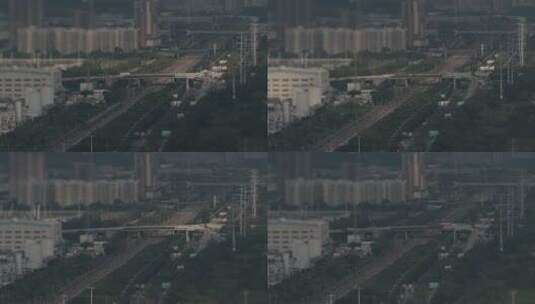 城市交通移轴摄影铁路轨道桥梁高清在线视频素材下载