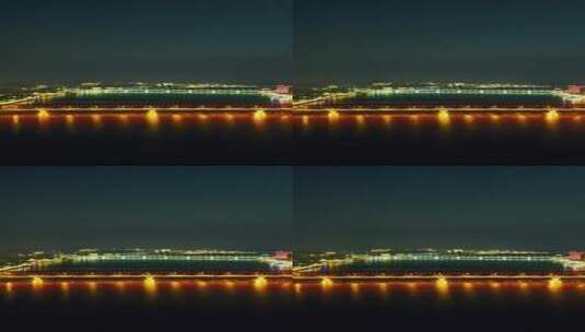 航拍湖北襄阳城市夜景竖屏高清在线视频素材下载