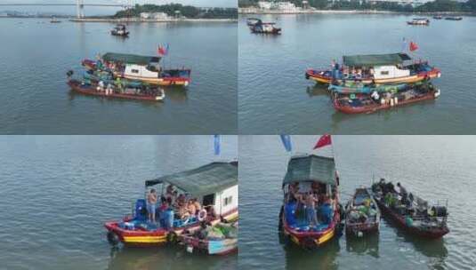 汕头海湾渔船高清在线视频素材下载