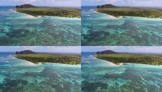 美丽的大海海岛风景海洋生态航拍高清在线视频素材下载