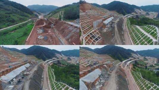 公路建设视频建设初期的云南山区高速公路高清在线视频素材下载