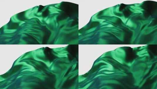 流动的绿色光泽布料3D渲染高清在线视频素材下载
