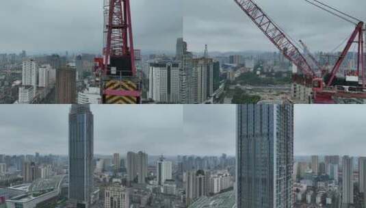 城市塔吊航拍高清在线视频素材下载