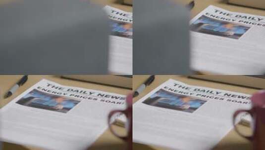 桌子上的报纸特写高清在线视频素材下载