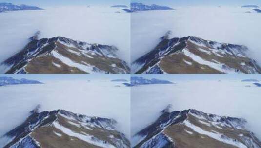 川西雪山冬季航拍云海风景高清在线视频素材下载