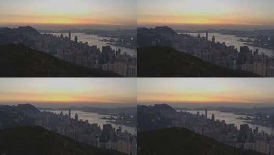 香港维多利亚港航拍日落大景高清在线视频素材下载