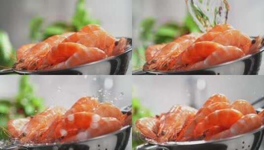 水洗大虾的画面特写高清在线视频素材下载