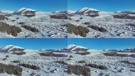 航拍新疆禾木村冬季雪景4高清在线视频素材下载
