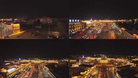 特克斯八卦城夜景航拍高清在线视频素材下载