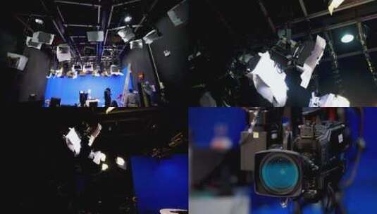 蓝棚抠像新闻演播厅空镜高清在线视频素材下载