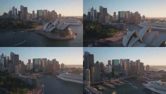 悉尼城市日落航拍高清在线视频素材下载
