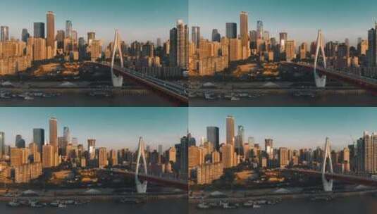 航拍重庆南岸区东水门大桥高清在线视频素材下载