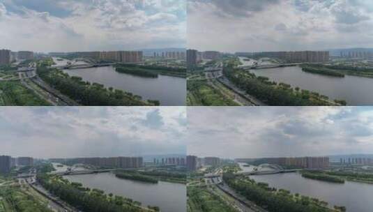 太原,山西省,南中环桥,河岸,夜景高清在线视频素材下载