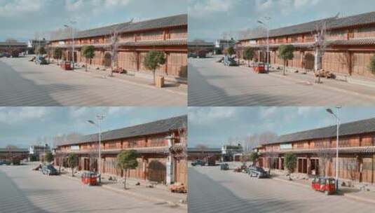 云南旅游大理剑川木雕小镇公路商铺高清在线视频素材下载