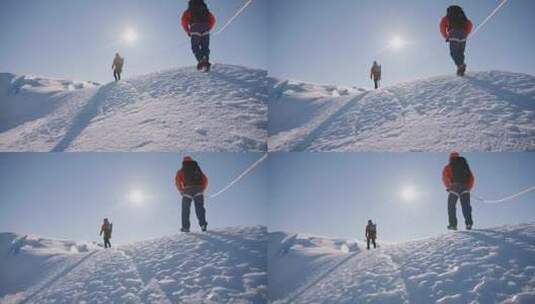 户外攀登雪山徒步登山探险高清在线视频素材下载