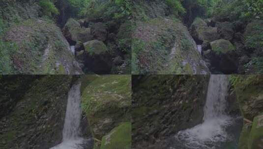 山谷河沟里水在乱石上流淌高清在线视频素材下载