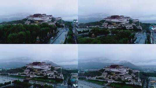 日光城拉萨建筑航拍西藏著名景点城市素材高清在线视频素材下载